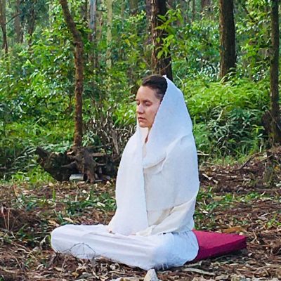 foreign lady meditating